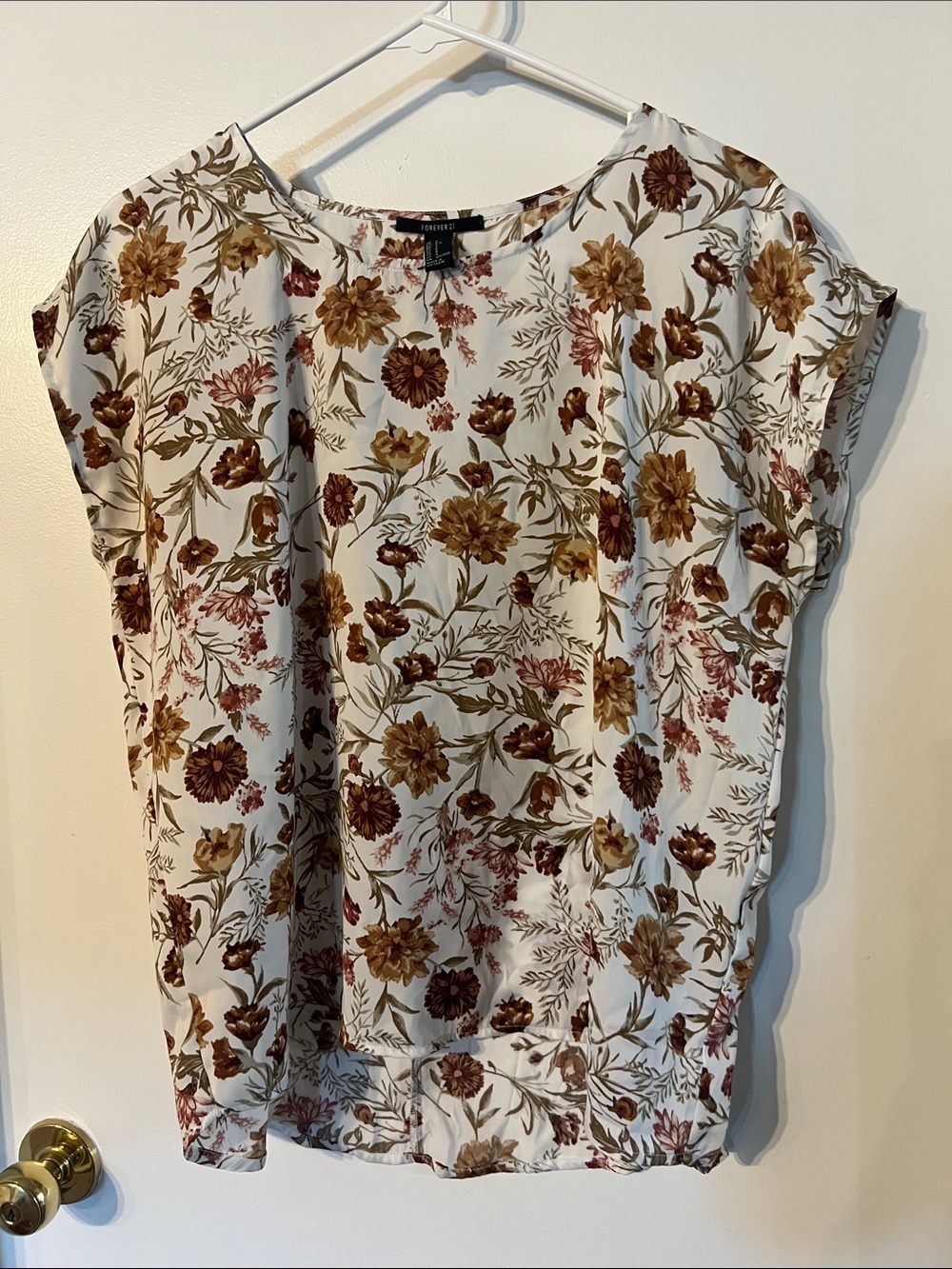 Forever 21 White Floral Dolman Short-Sleeve Blouse